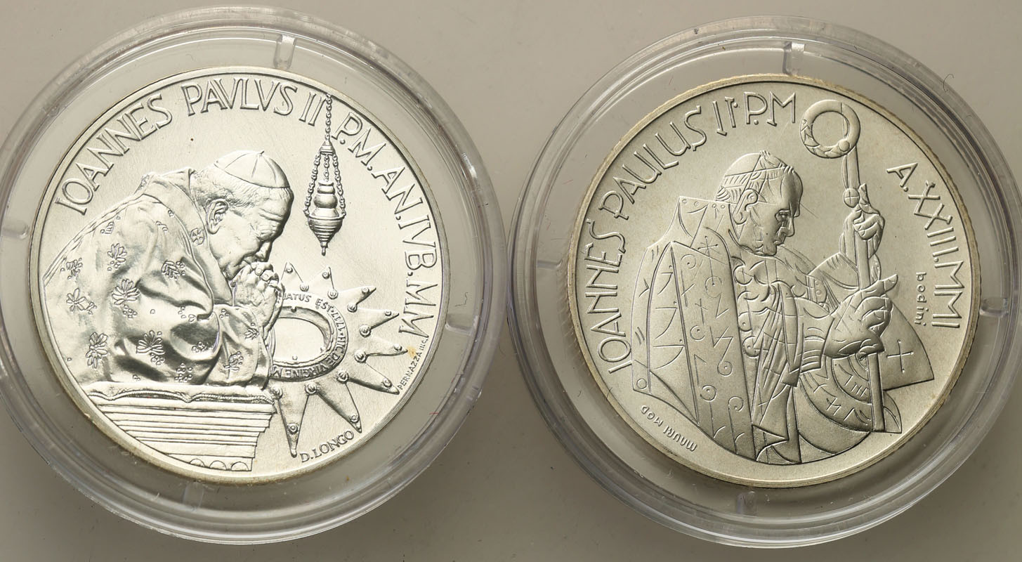 Watykan. 200 lirów 2001 - 2002 Jan Paweł II, zestaw 2 monet
